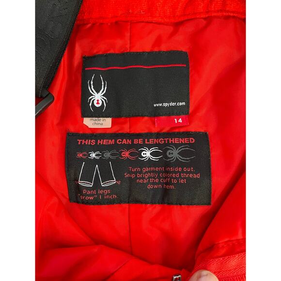 Spyder Kids 14 Red Thinsulate Ski Snow Pants w Suspenders Waterproof - Picture 6 of 10